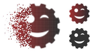Yarı ton Wink Smiley dişli simgesini toz noktalı