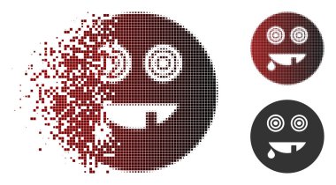 Kaybolan piksel yarı ton manyak Smiley simgesi