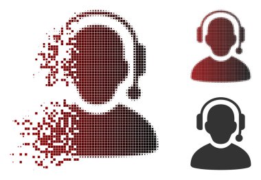 Hareketli Pixelated yarı ton çağrı merkezi simgesini