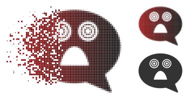 Rendelenmiş piksel yarı ton korkuyor Smiley ileti simgesi