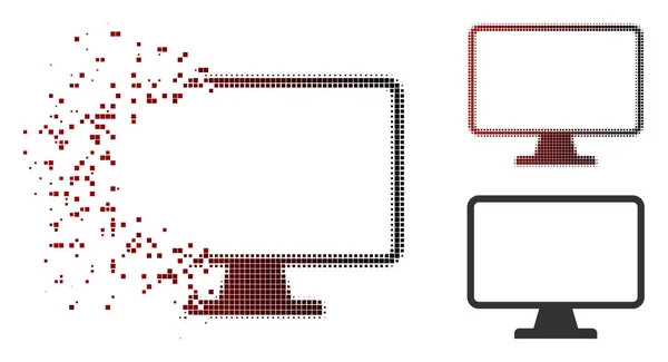 Przenoszenie ikonę monitora Pixelated półtonów — Wektor stockowy