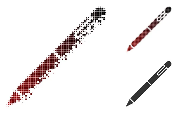 Fraturado Pixelado Halftone Pen Icon —  Vetores de Stock