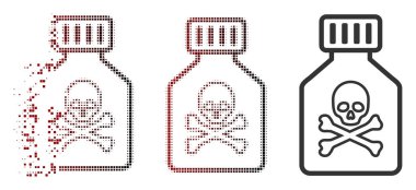 Harcanmış Pixelated yarı ton toksik şişe simgesi