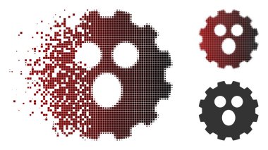 Smiley dişli simgesini toz Pixelated noktalı resim Surprized