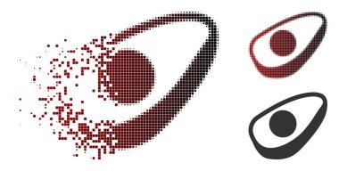 Avokado yarısını kutsal kişilerin resmi içinde kırılmış, pixelated yarı ton ve hasarsız katı türevleri. Parçaları Yarım avokado form kaybolan vektör gruplandırılmıştır.