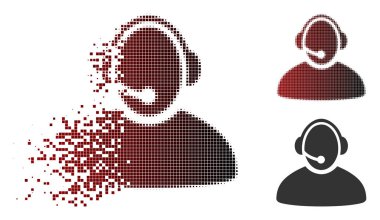 Dağınık piksel yarı ton çağrı merkezi operatörü simgesi