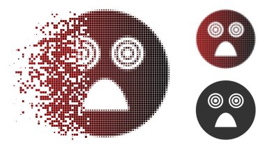 Rendelenmiş Pixelated yarı ton deli Smiley simgesi