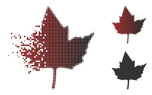 Fragmenterade Pixel halvton vinbär Leaf ikonen — Stock vektor