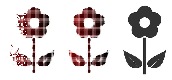 Икона растений полутонов с блестками пикселей — стоковый вектор