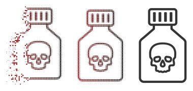 Ayrıştırılmış Pixelated yarı ton zehirli Phial simgesi