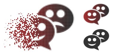 Rendelenmiş noktalı yarım ton duygu sohbet ileti simgesi