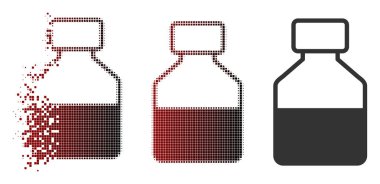 Ayrılmış nokta yarı ton sıvı şişe simgesi