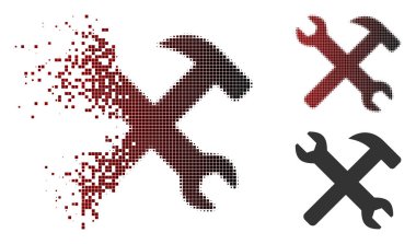 Hareketli nokta noktalı resim anahtarı ve çekiç araçlar simgesi