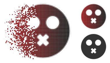Pixelated yarı ton sessiz Smiley simgesi eriterek