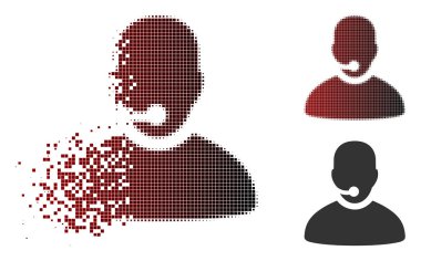 Hasarlı nokta yarı ton çağrı merkezi operatörü simgesi