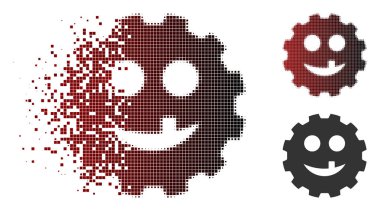 Işıltı piksel yarı ton diş Smiley dişli simgesini