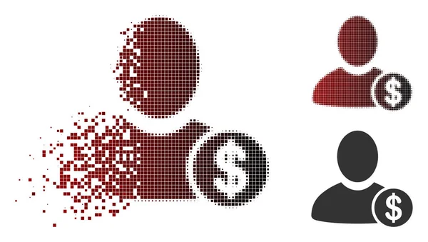 Desintegración Pixel Halftone Banker Icono — Archivo Imágenes Vectoriales