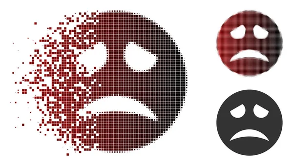 Desapareciendo Pixel medio tono tristeza sonriente icono — Vector de stock