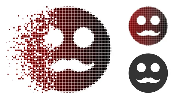 Dañado Pixelated Halftone caballero Smiley icono — Vector de stock