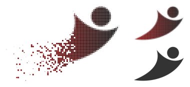 Kırık piksel yarı ton soyut uçan adam simgesi