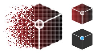 Rendelenmiş piksel yarı ton küp tepe noktası simgesini