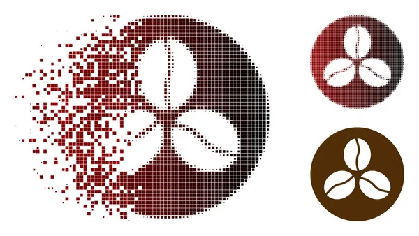 Decomposed Pixel Halftone granos de café icono — Vector de stock