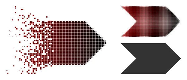 Icona a freccia con mezzitoni pixel fratturati — Vettoriale Stock