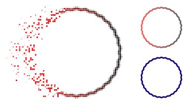 Kırık piksel yarı ton sertifika rozet dairesel çerçevesi simgesi