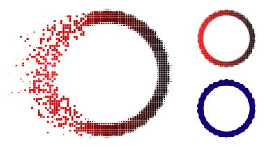 Hareketli piksel yarı ton sertifika rozet dairesel çerçevesi simgesi