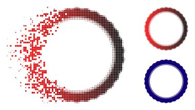 Pixelated yarı ton sertifika rozet çerçevesi simgesi dağılmakta