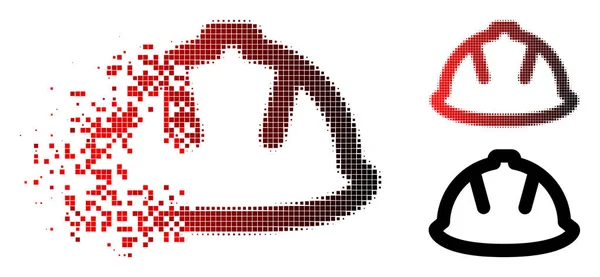Icône de casque déchiquetée Pixelated Halftone Builder — Image vectorielle