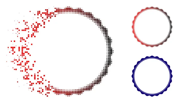 Prach, tečkované ikonu kruhový rám Rosette certifikátu polotónů — Stockový vektor