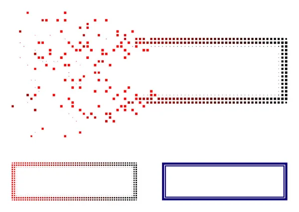 Icono de marco de doble rectángulo de medio tono de píxel en movimiento — Archivo Imágenes Vectoriales