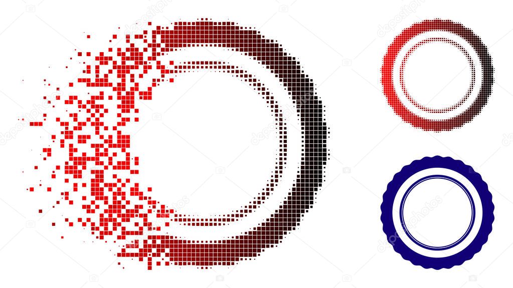 Decomposed Pixel Halftone Double Certificate Rosette Frame Icon