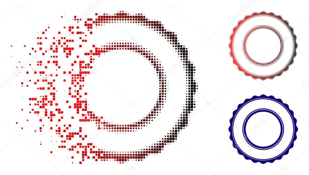 Dissolved Pixel Halftone Double Rosette Circular Frame Icon