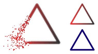 Hasarlı piksel noktalı resim Yuvarlatılmış üçgen kare simgesini