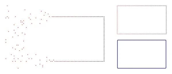 Icona con cornice rettangolare arrotondata a mezzitoni Pixelati dispersi — Vettoriale Stock