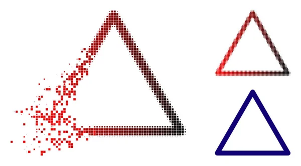 Beschädigtes Pixel-Halbton-abgerundetes Dreieck-Frame-Symbol — Stockvektor