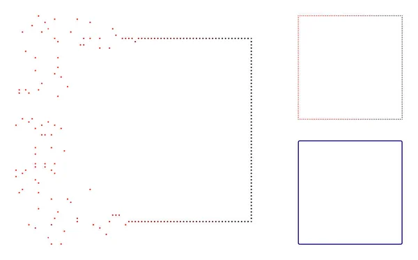 Lebomlott Pixelated félárnyék lekerekített négyzet alakú keret ikon — Stock Vector