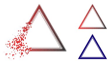 Kırık nokta yarı ton çift üçgeni çerçevesi simgesi