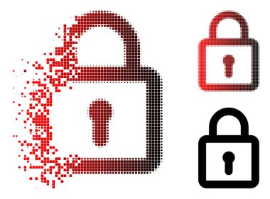 Pixelated yarı ton kilit simgesi ışıltı