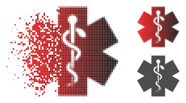 Çözünmüş noktalı yarım ton tıbbi hayat yıldız simgesi