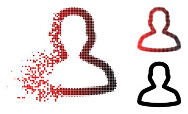 Dağılmakta pixelated yarı ton kişi simgesi