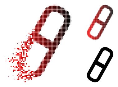 Dağılmakta noktalı yarım ton hap simgesi