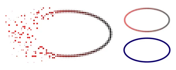 Sich auflösendes gepunktetes halbtonovales Rahmensymbol — Stockvektor