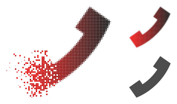 Damaged Dotted Halftone Phone Receiver Icon