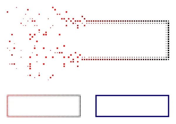 Icona con cornice rettangolare mezzitoni Pixelated distrutta — Vettoriale Stock