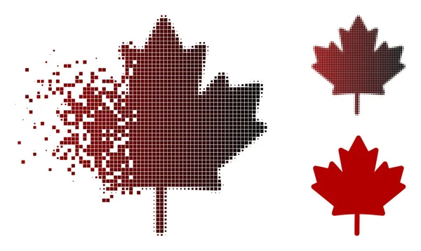 Verdwijnen bezaaid Halftone Maple Leaf pictogram — Stockvector