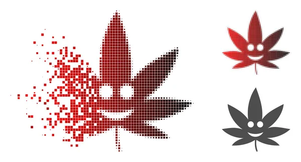 Disipado punteado Halftone Happy Cannabis icono — Vector de stock