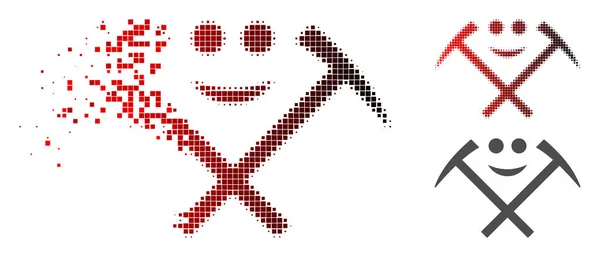 Punto triturado Halftone Happy Mining Hammers Icono — Vector de stock